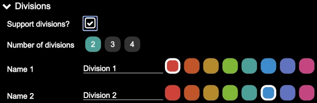 Selections for division support