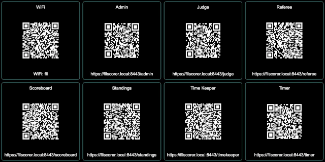 The QR code page, providing links to all the event tools