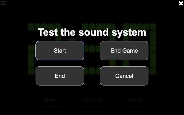 Sound system test controls